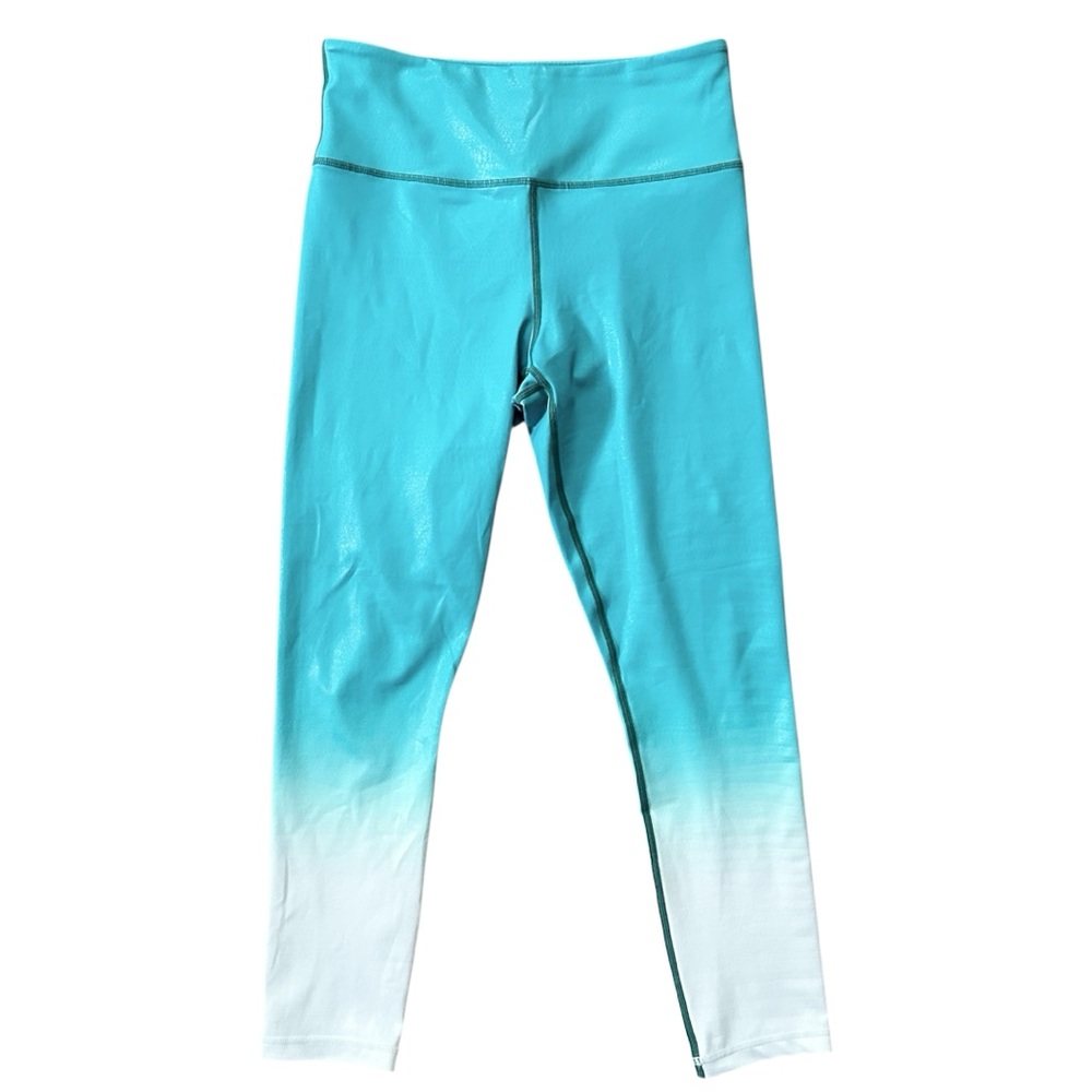 ZYIA Active Teal Venom Metallic Ombre Light N Tight Hi-Rise 7/8 Leggings Sz 6-8